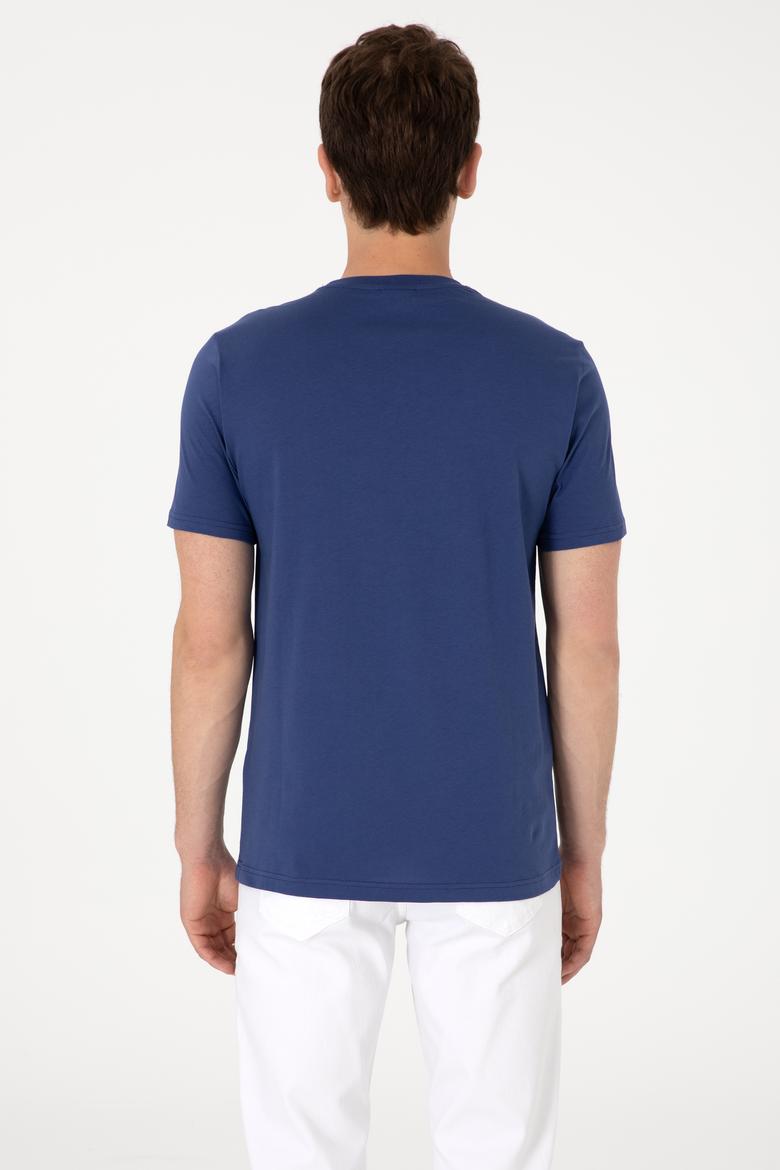 Erkek Regular Fit Bisiklet Yaka Açık Lacivert Tişört - 50299857037