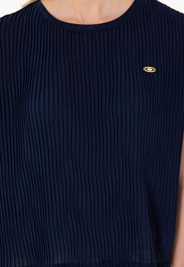 Kadın Lacivert Bisiklet Yaka Tişört - 50300776006