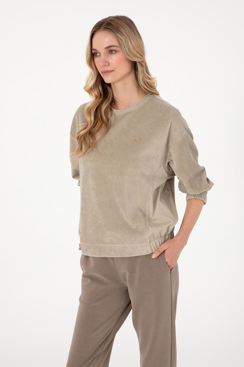 Kadın Açık Haki Sweatshirt - 50292420014