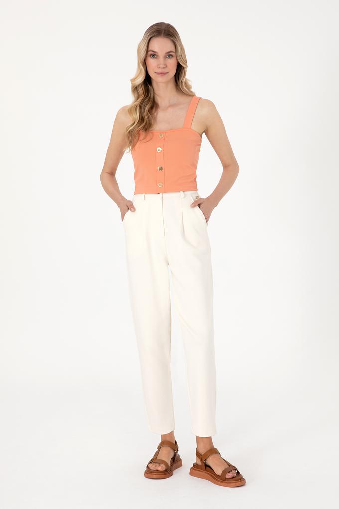 Kadın Krem Örme Pantolon