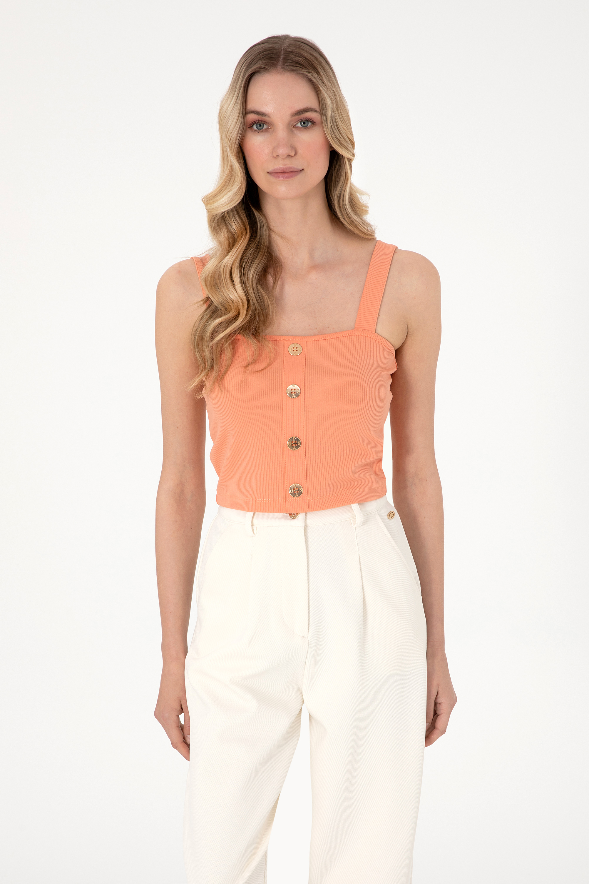 تی شرت Crop Top یقه یو شکل زنانه یو اس پولو | U.S. Polo Assn. - تصویر 3