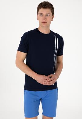 Erkek Regular Fit Bisiklet Yaka Lacivert Tişört - 50299763017