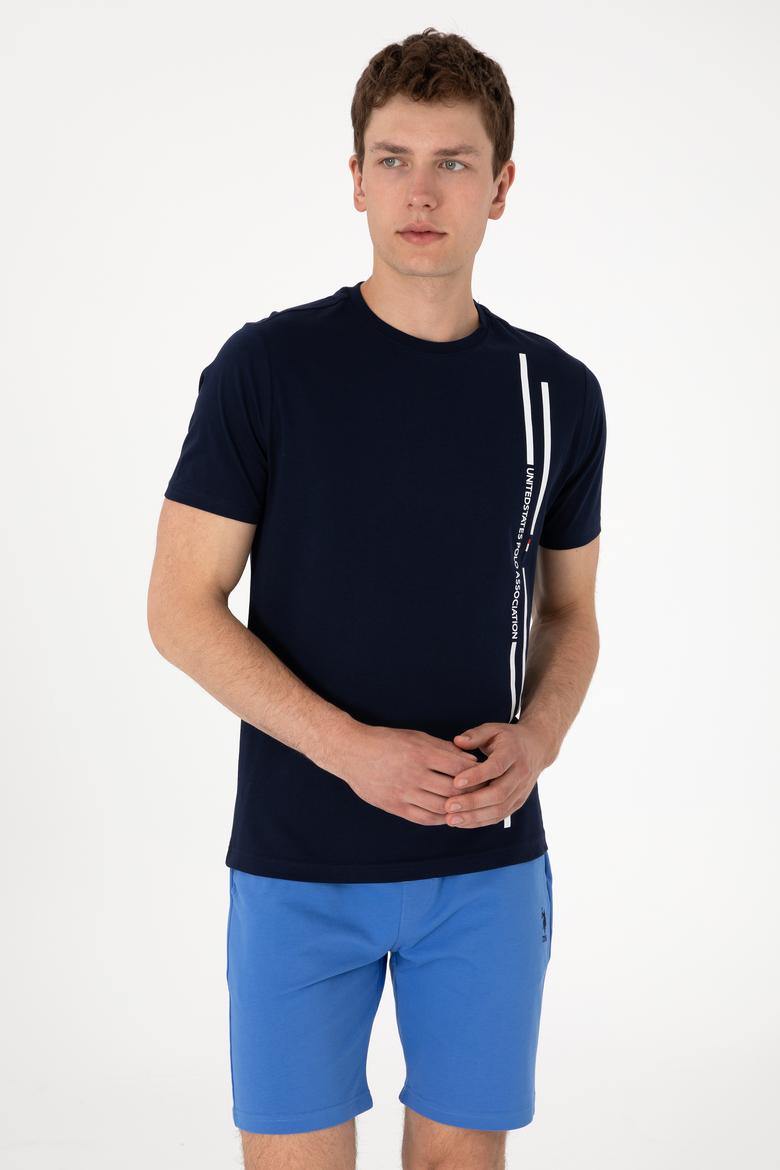 Erkek Regular Fit Bisiklet Yaka Lacivert Tişört - 50299763017