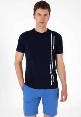 Erkek Regular Fit Bisiklet Yaka Lacivert Tişört - 50299763017