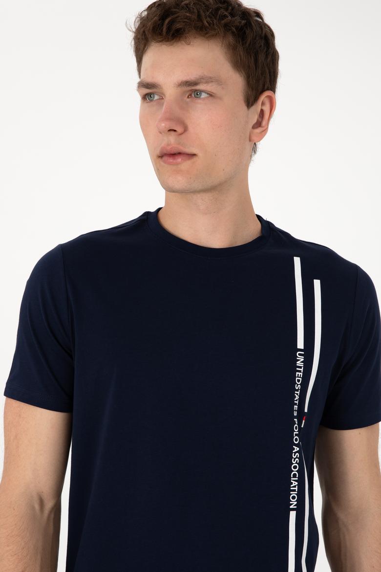 Erkek Regular Fit Bisiklet Yaka Lacivert Tişört - 50299763017