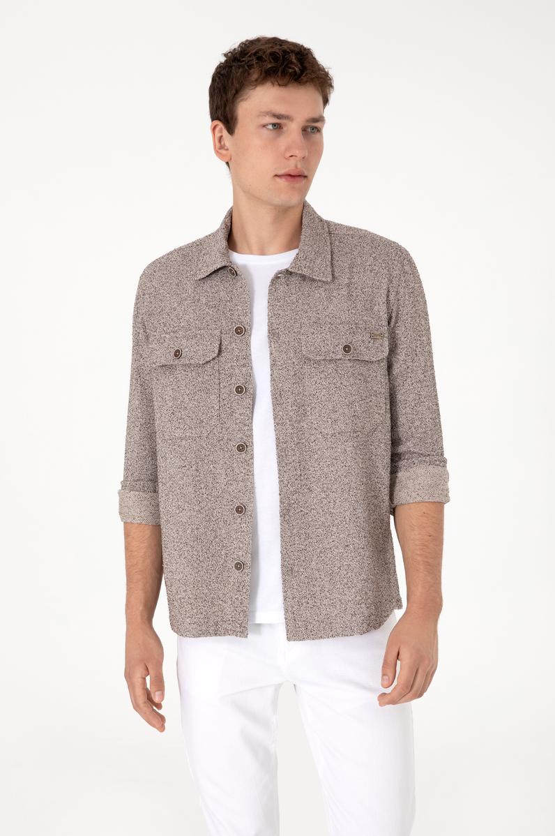 Erkek Camel Örme Gömlek