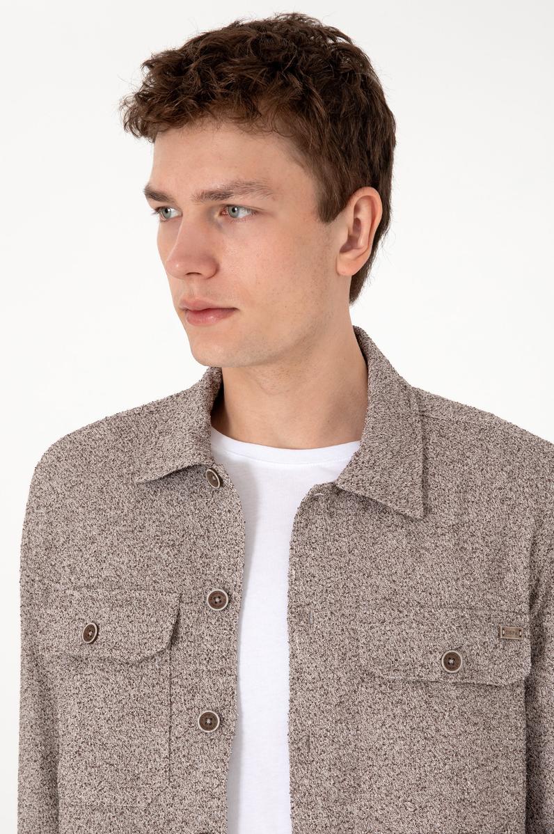 Erkek Camel Örme Gömlek