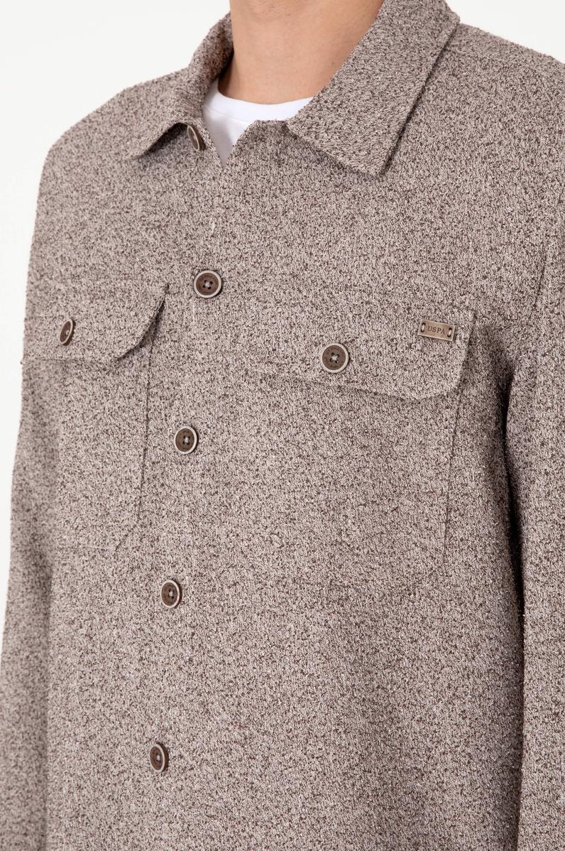 Erkek Camel Örme Gömlek