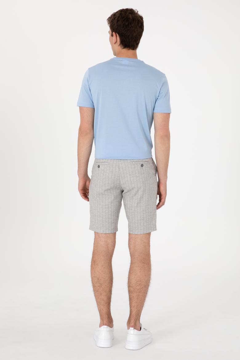 Erkek Açık Gri Dokuma Şort - 50300423052