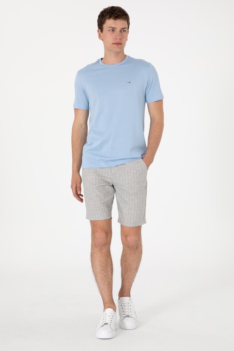 Erkek Açık Gri Dokuma Şort - 50300423052