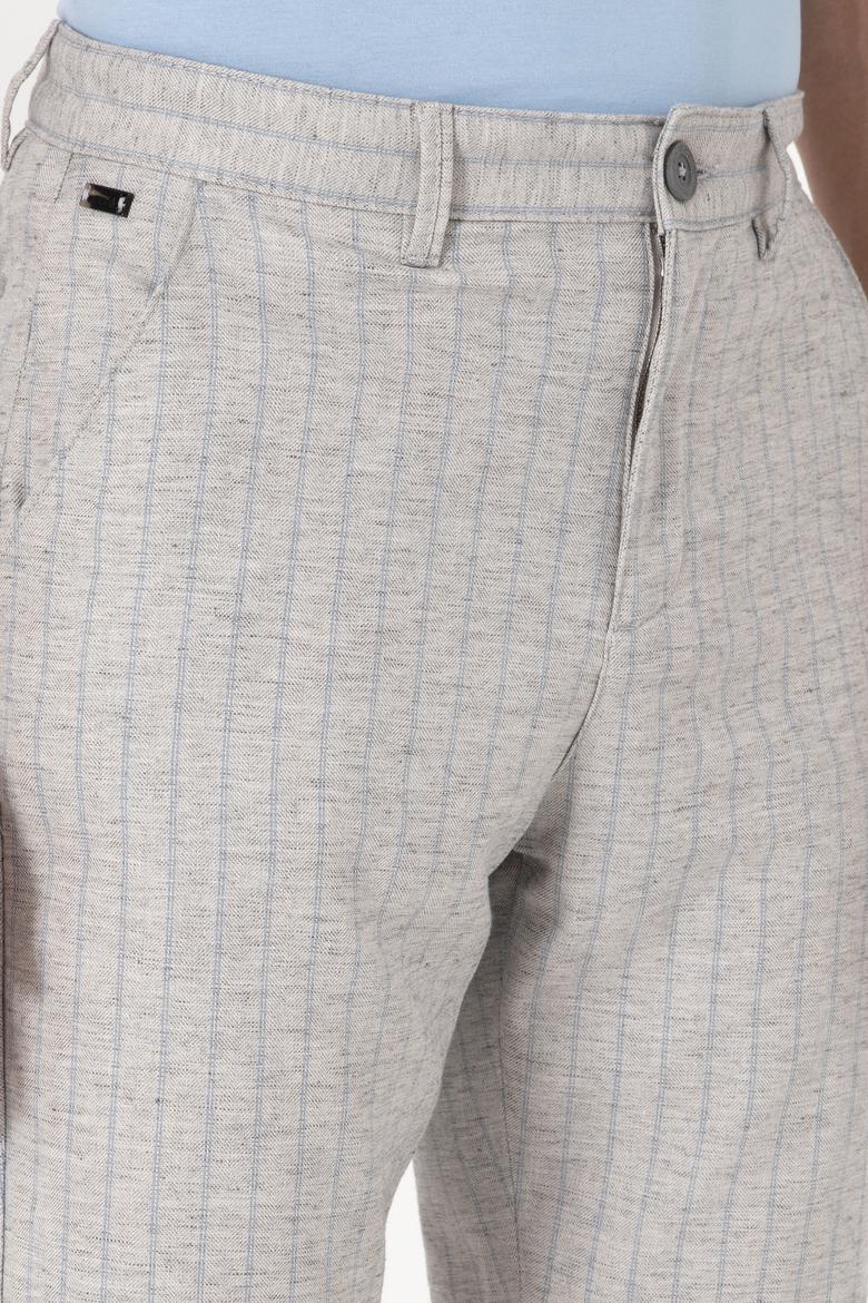 Erkek Açık Gri Dokuma Şort - 50300423052