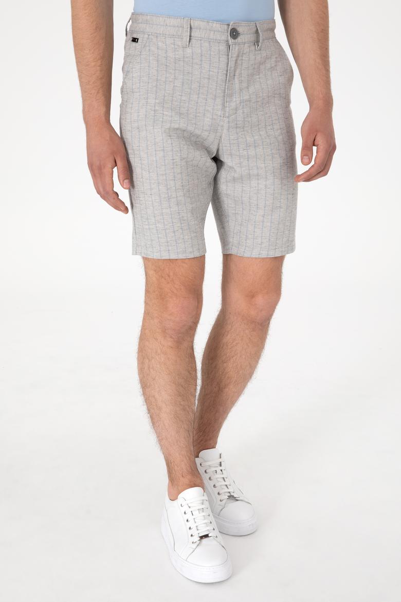 Erkek Açık Gri Dokuma Şort - 50300423052