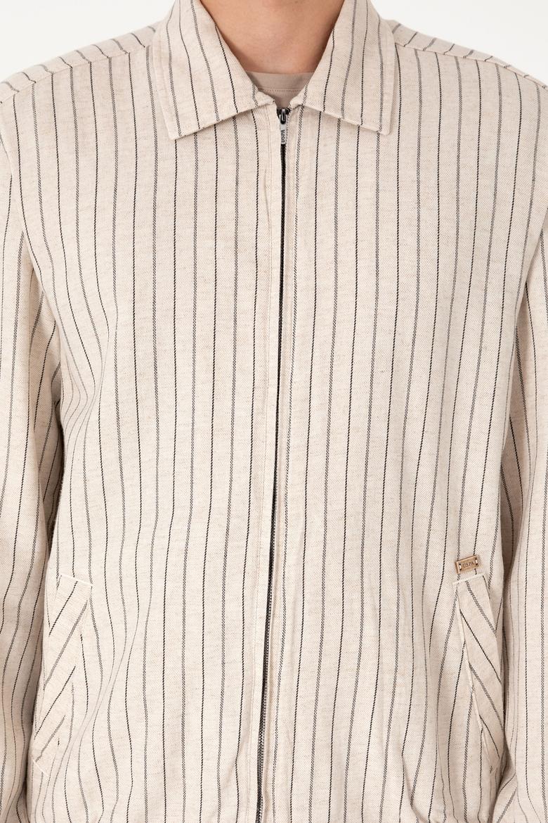 Erkek Krem Fermuarlı Gömlek - 50299602012