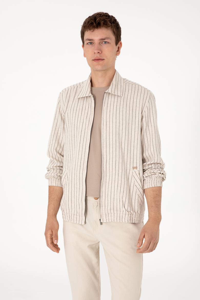 Erkek Krem Fermuarlı Gömlek