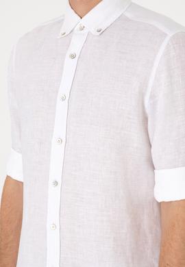 Erkek Beyaz Keten Gömlek - 50299597058