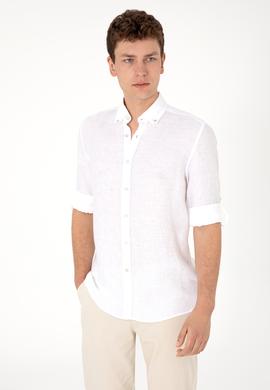 Erkek Beyaz Keten Gömlek - 50299597058