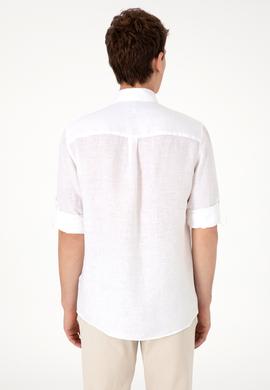 Erkek Beyaz Keten Gömlek - 50299597058