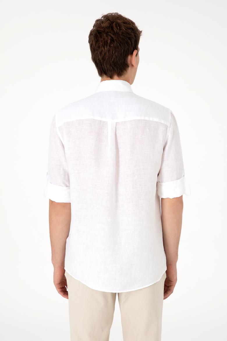 Erkek Beyaz Keten Gömlek - 50299597058
