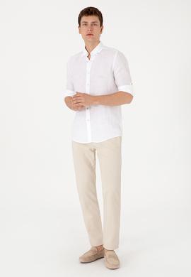Erkek Beyaz Keten Gömlek - 50299597058
