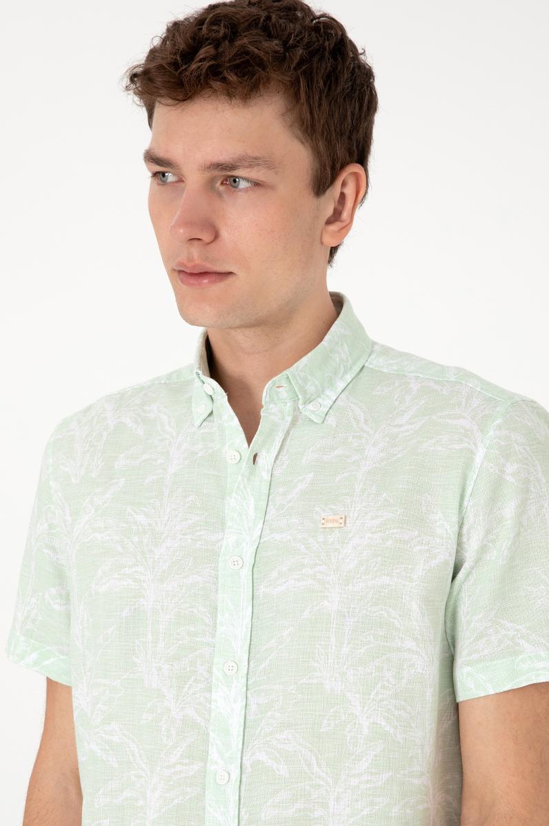 Erkek Su Yeşili Kısa Kollu Gömlek