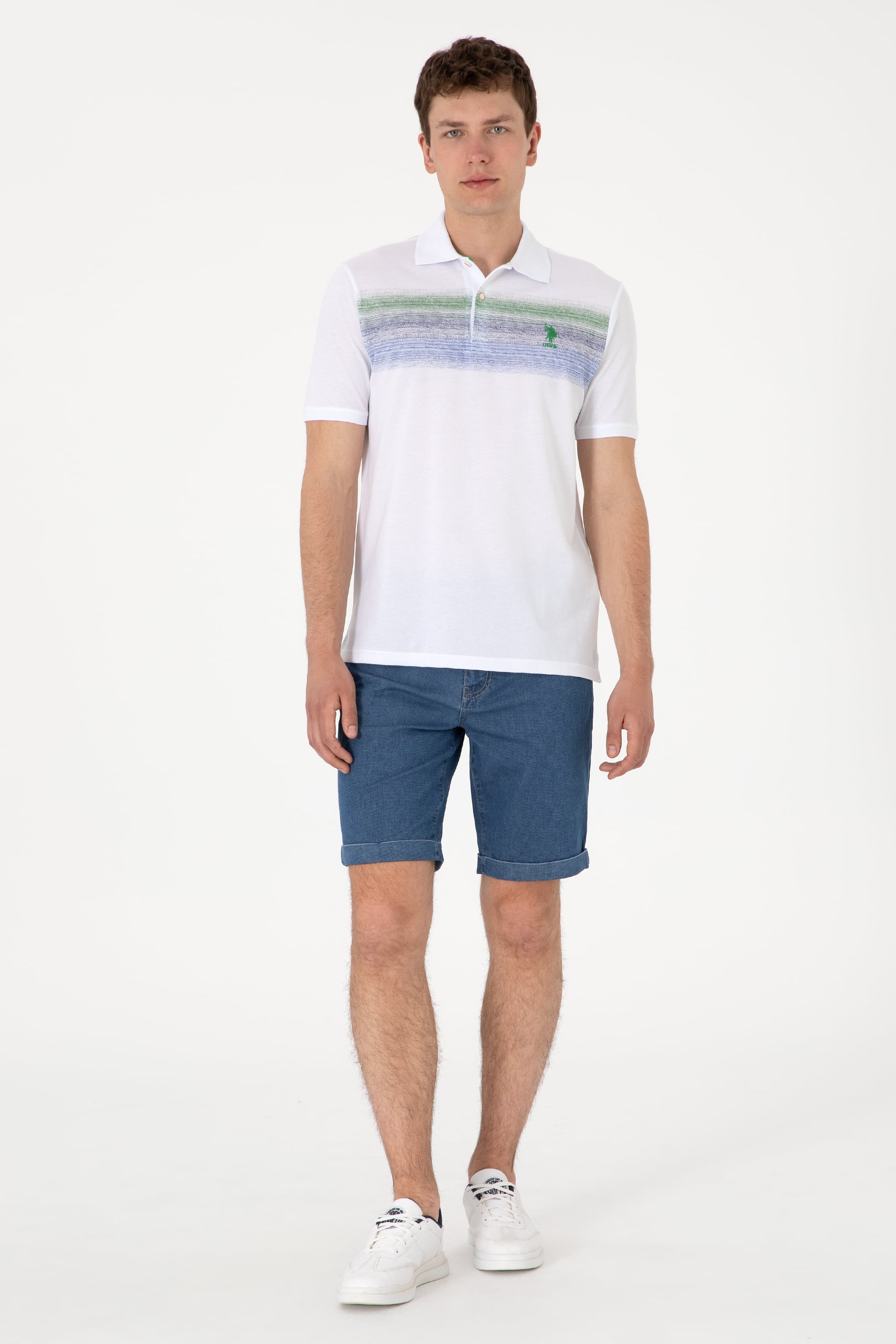 Erkek Regular Fit Polo Yaka Mavi Tişört