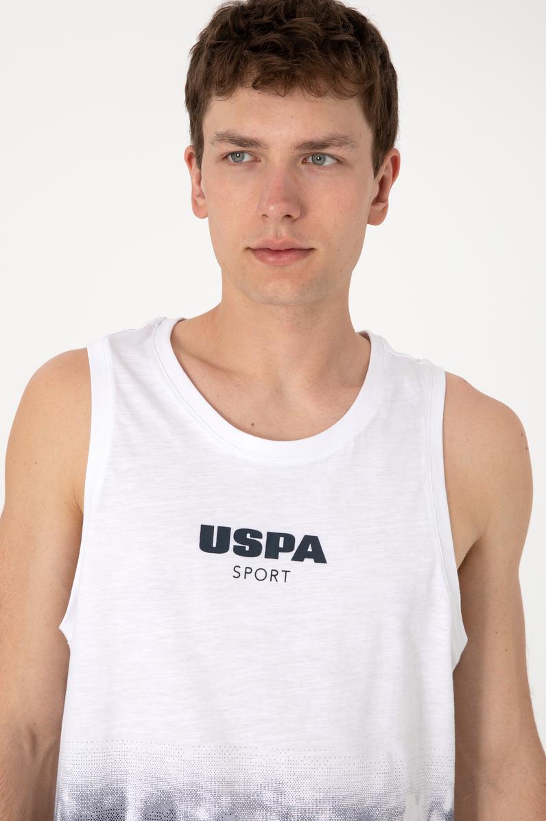 Erkek Regular Fit Bisiklet Yaka Beyaz Kolsuz Tişört