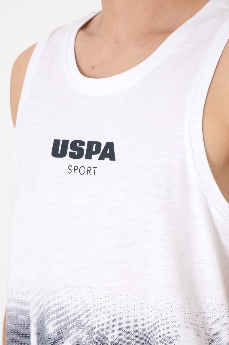 Erkek Regular Fit Bisiklet Yaka Beyaz Kolsuz Tişört