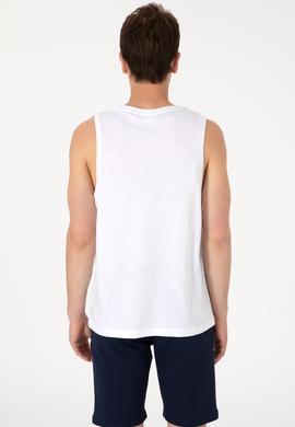 Erkek Regular Fit Bisiklet Yaka Beyaz Kolsuz Tişört - 50300111034