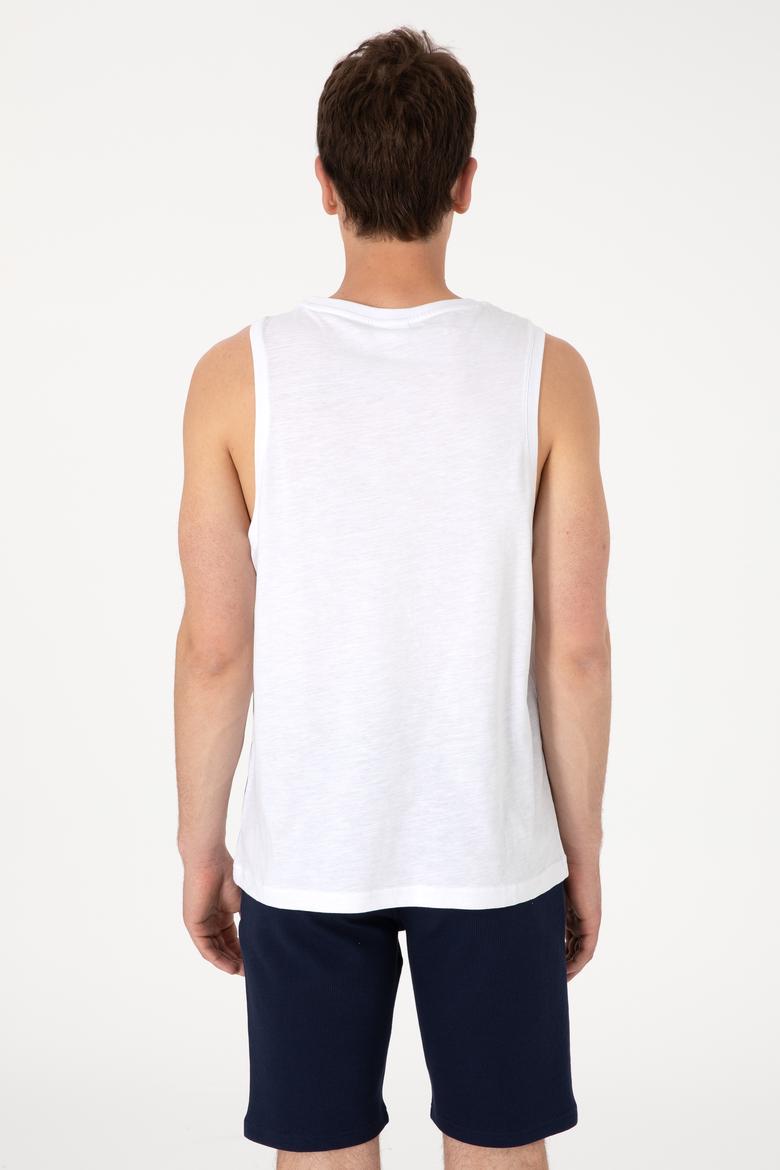 Erkek Regular Fit Bisiklet Yaka Beyaz Kolsuz Tişört - 50300111034