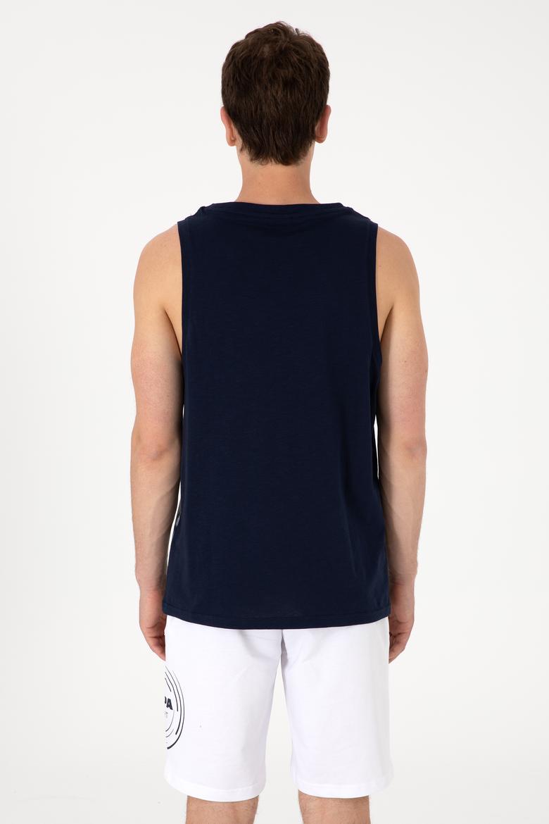 Erkek Regular Fit Bisiklet Yaka Lacivert Kolsuz Tişört - 50300111043