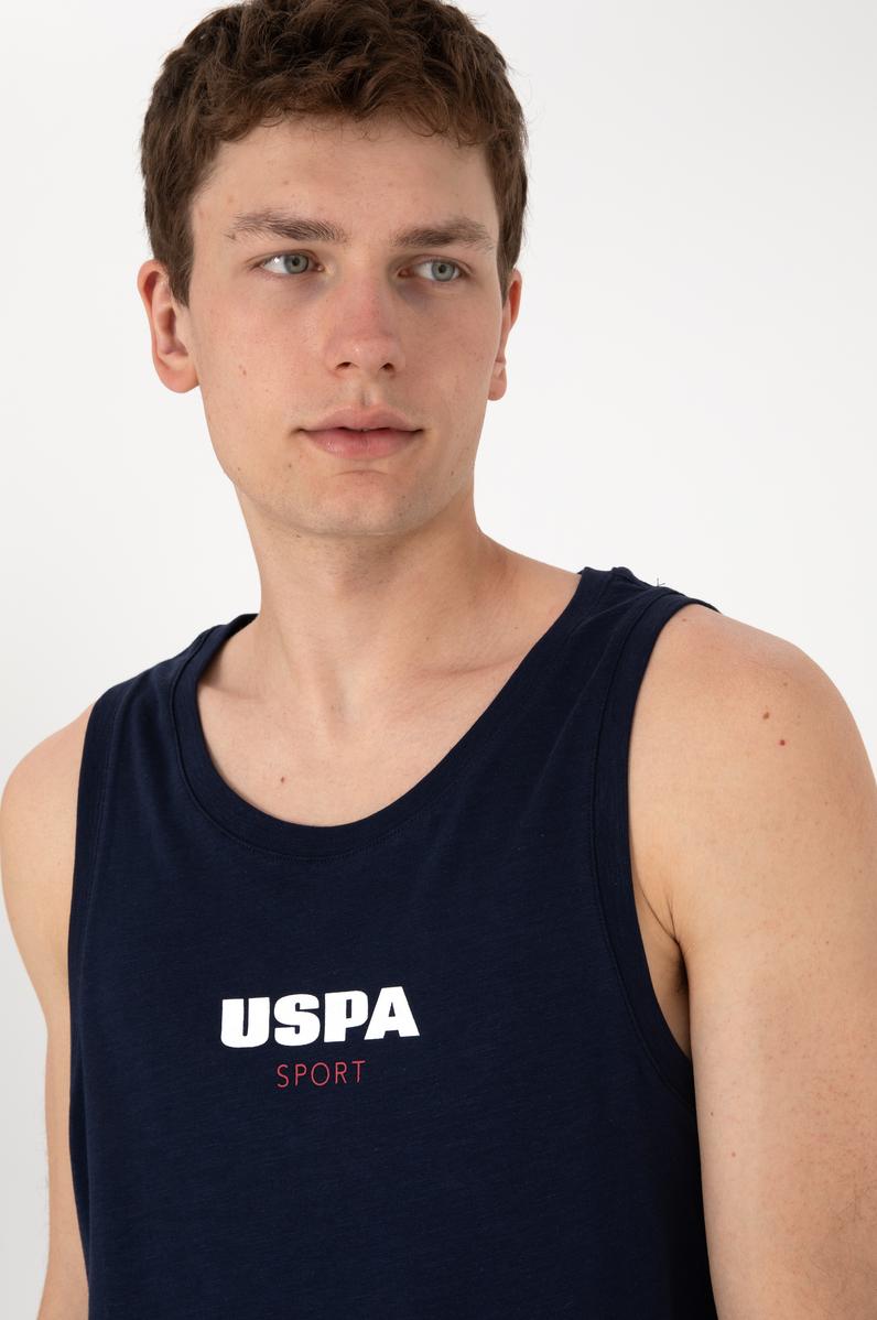 Erkek Regular Fit Bisiklet Yaka Lacivert Kolsuz Tişört