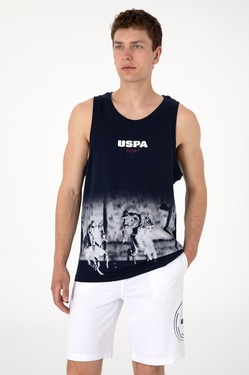 Erkek Regular Fit Bisiklet Yaka Lacivert Kolsuz Tişört