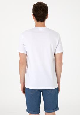 Erkek Regular Fit Beyaz Bisiklet Yaka Tişört - 50300593004