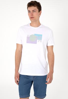 Erkek Regular Fit Beyaz Bisiklet Yaka Tişört - 50300593004