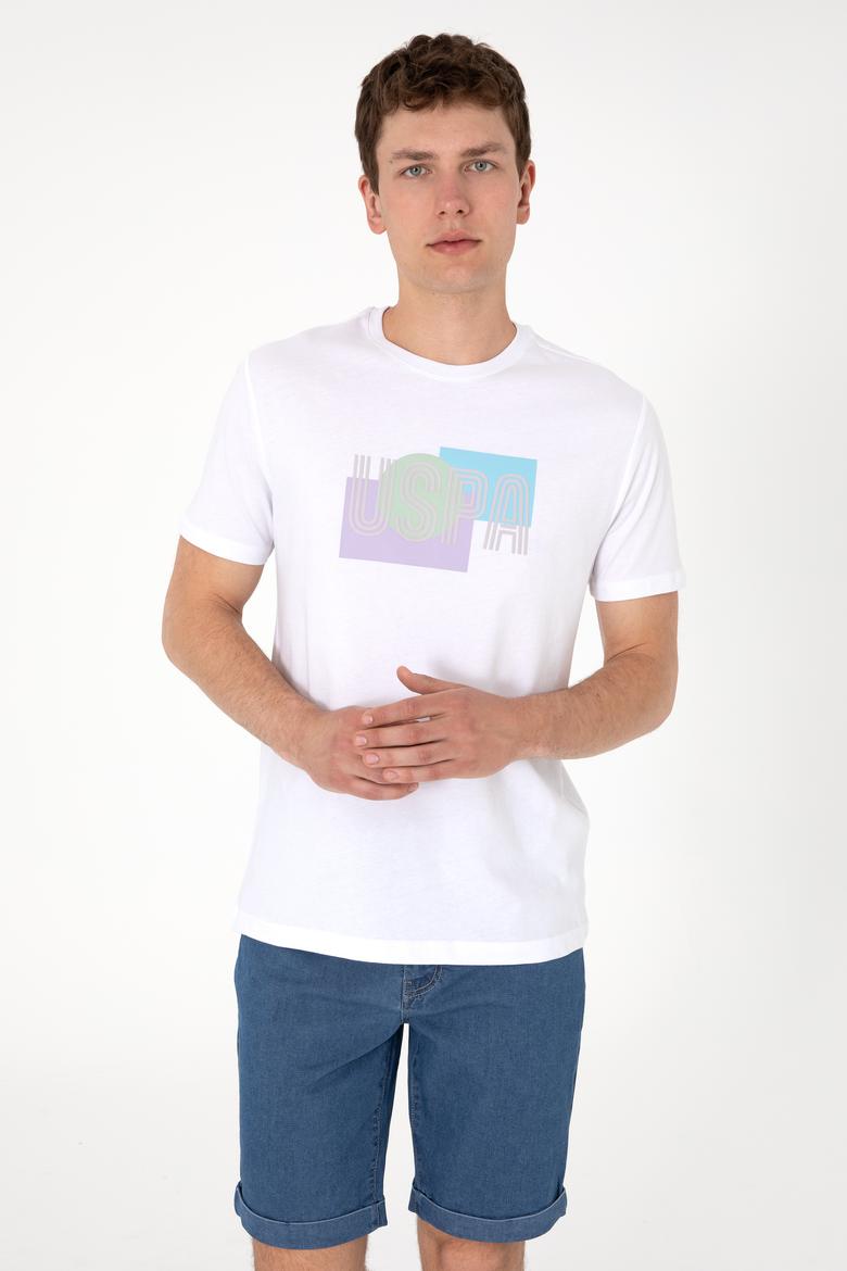 Erkek Regular Fit Beyaz Bisiklet Yaka Tişört