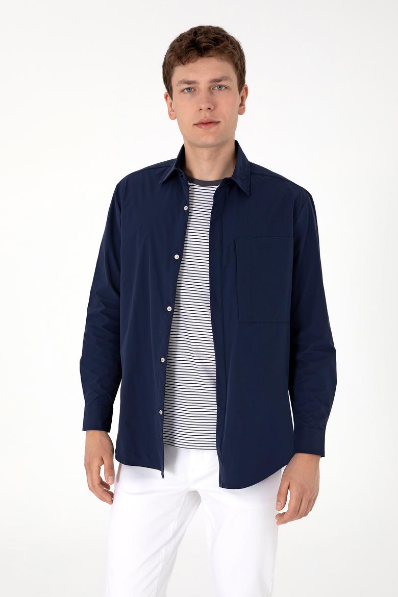 Erkek Lacivert Uzun Kollu Gömlek
