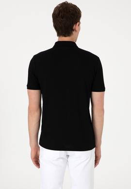 Erkek Regular Fit Fermuarlı Siyah Dokulu Tişört - 50299583021