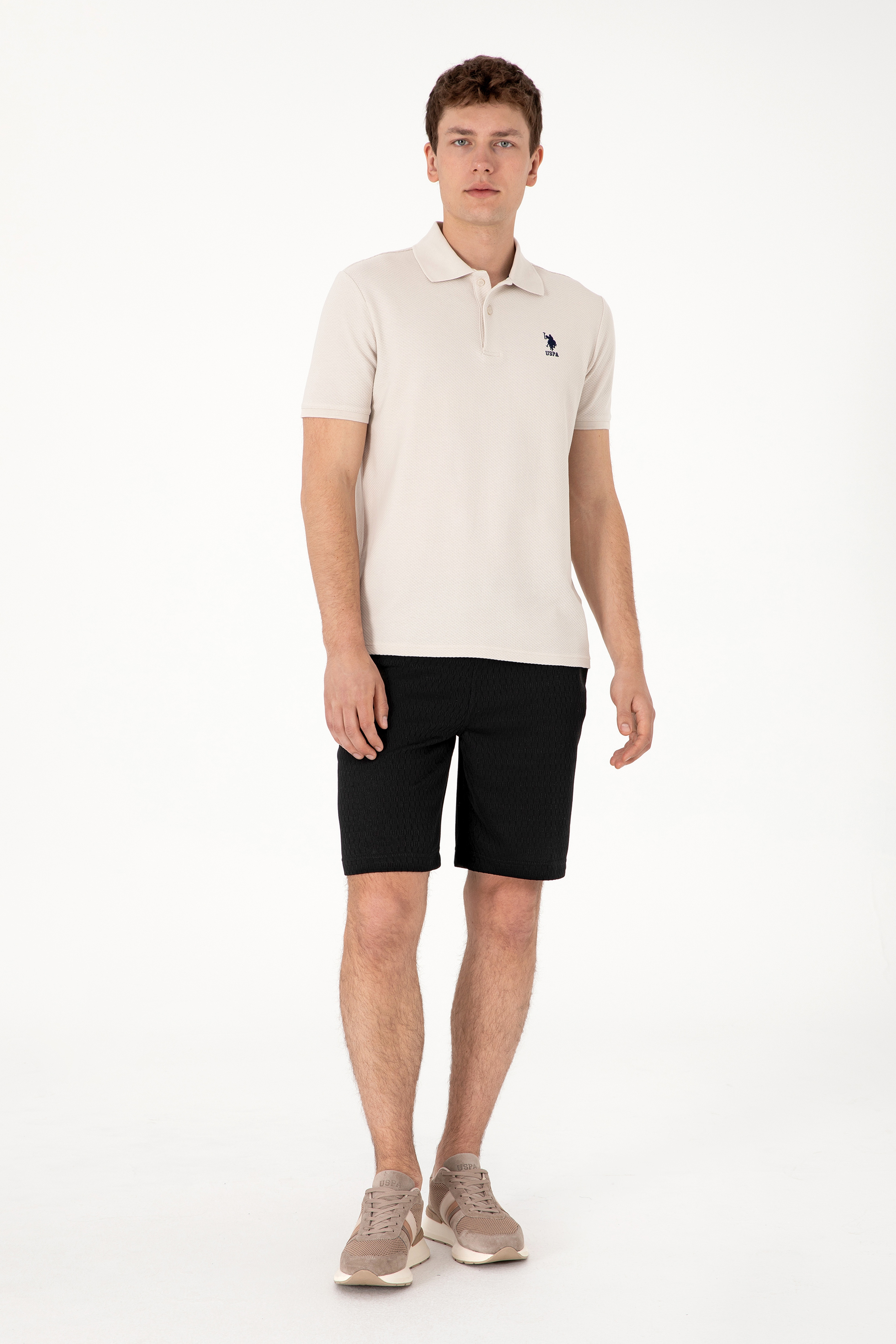 Erkek Regular Fit Polo Yaka Taş Dokulu Tişört