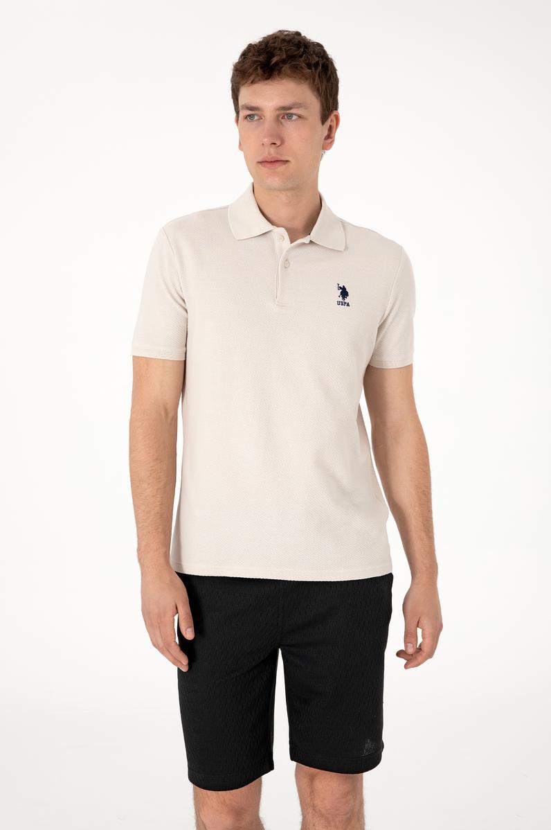 Erkek Regular Fit Polo Yaka Taş Dokulu Tişört