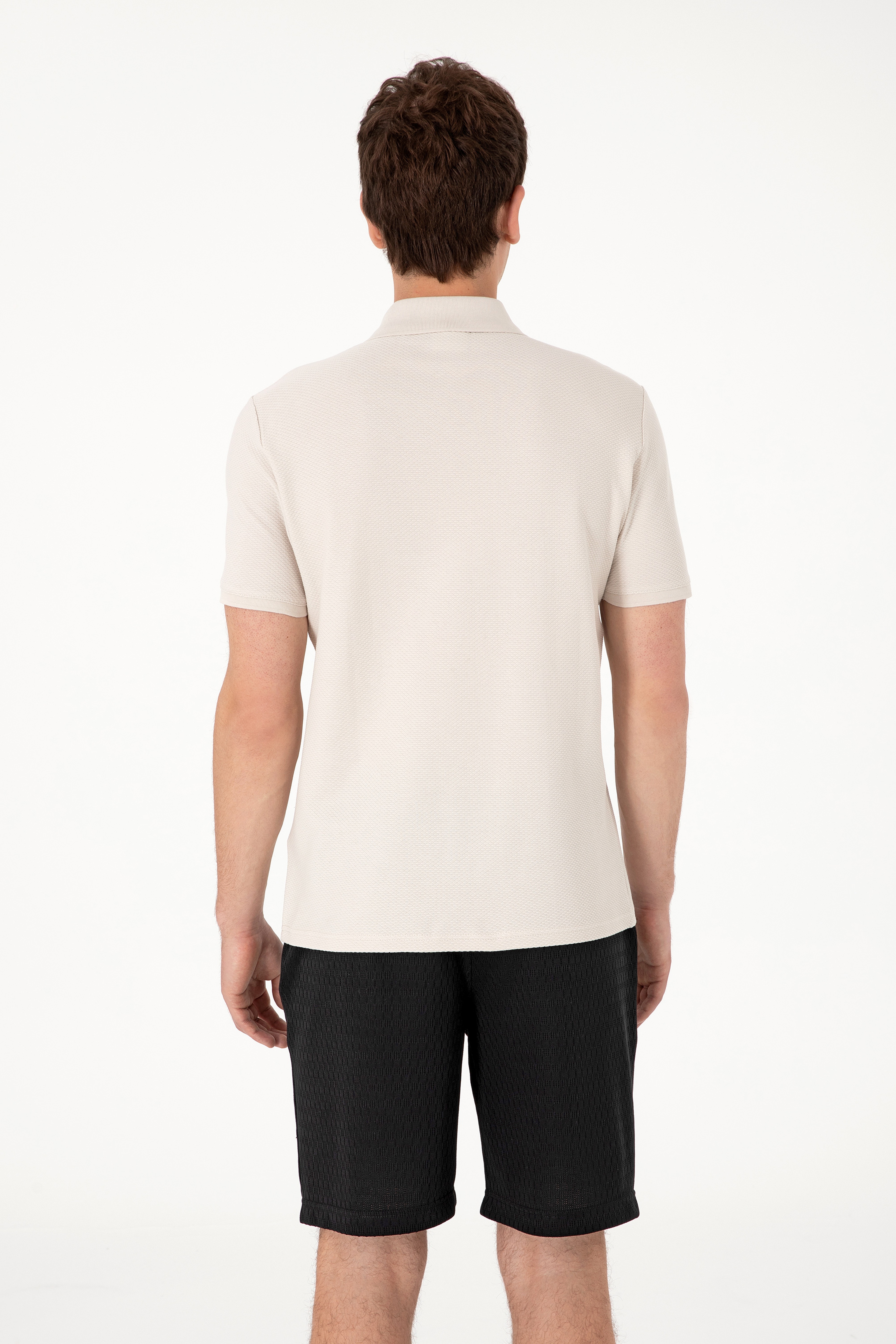 Erkek Regular Fit Polo Yaka Taş Dokulu Tişört - Image 5