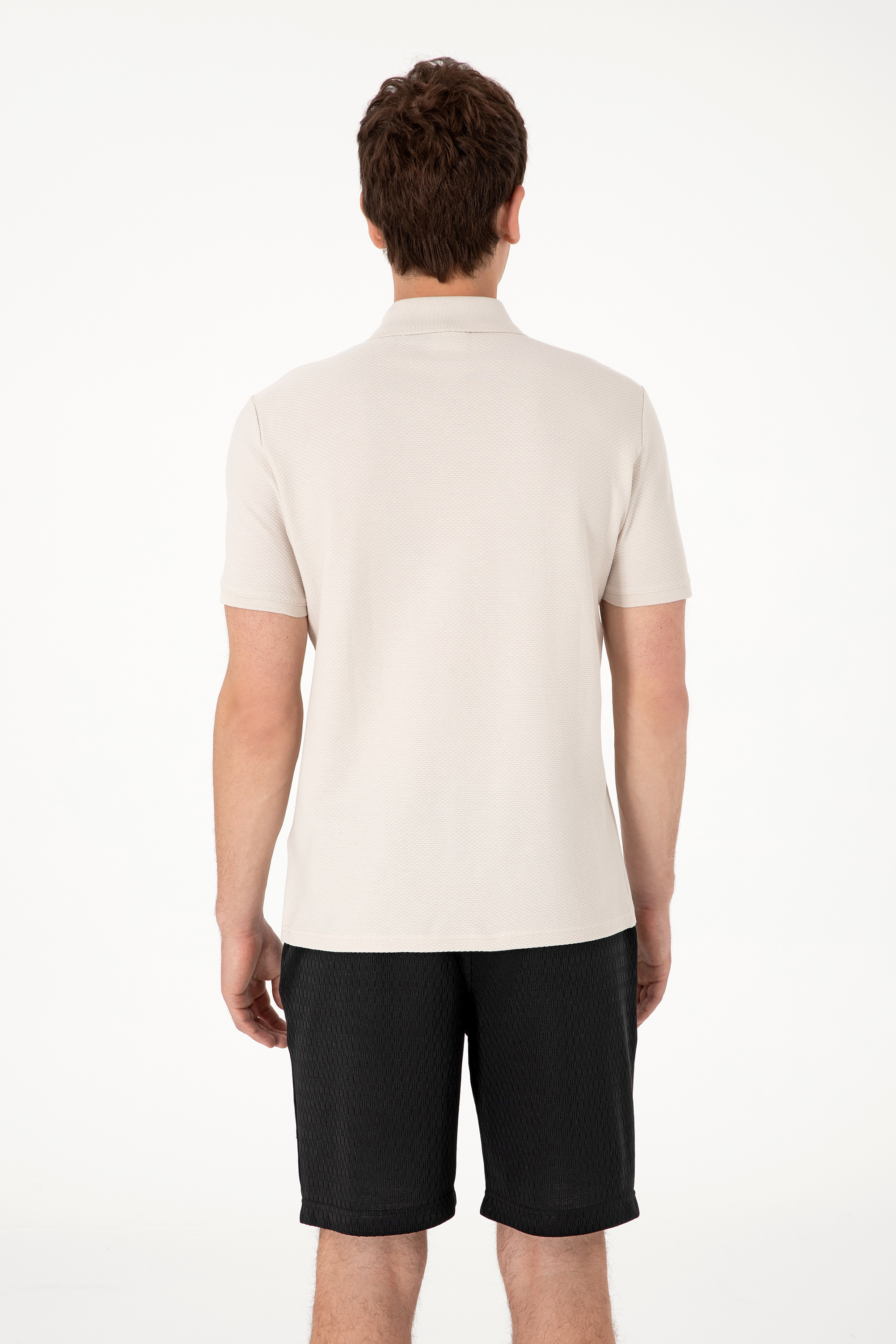 Erkek Regular Fit Polo Yaka Taş Dokulu Tişört