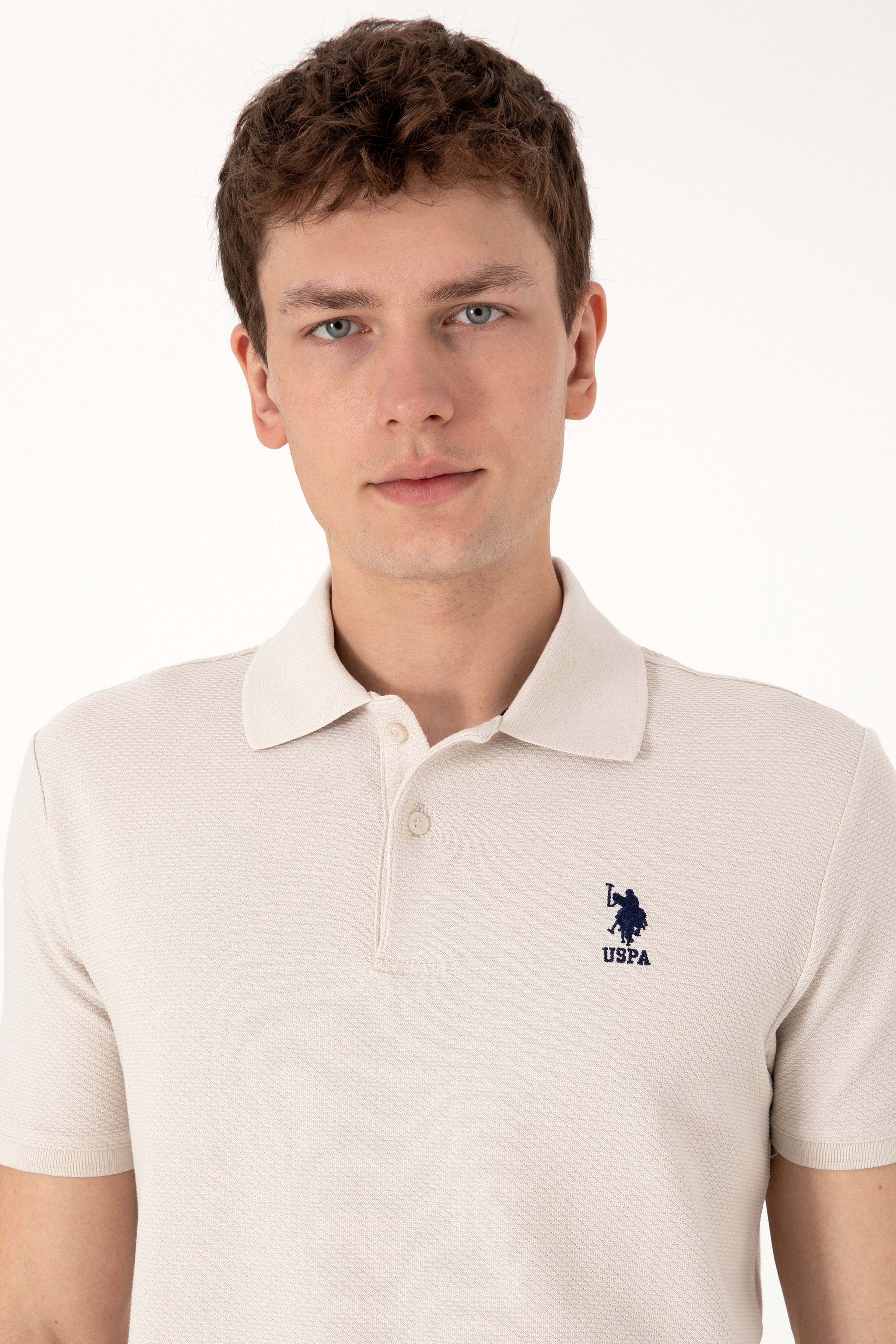 Erkek Regular Fit Polo Yaka Taş Dokulu Tişört - Image 2