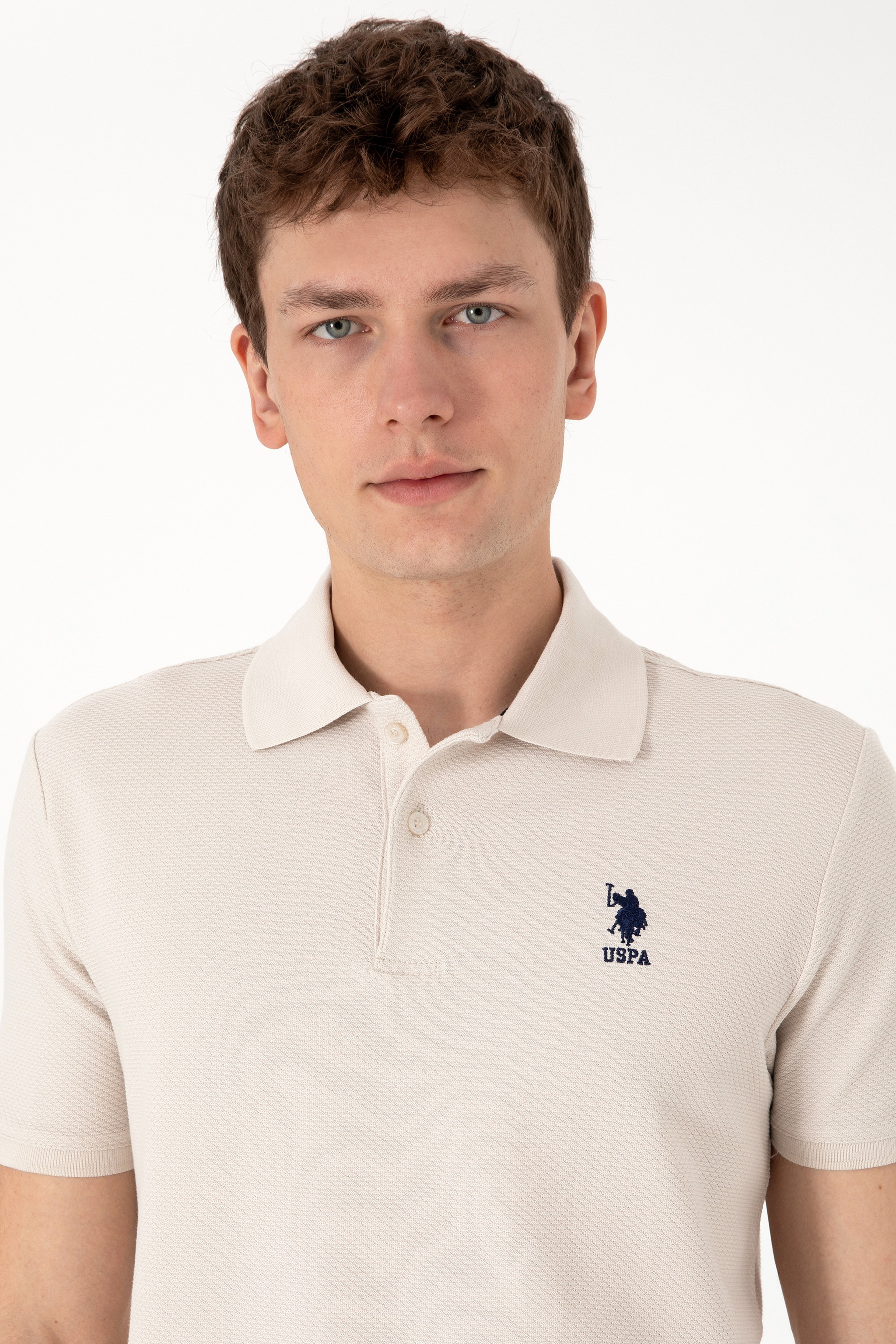 Erkek Regular Fit Polo Yaka Taş Dokulu Tişört