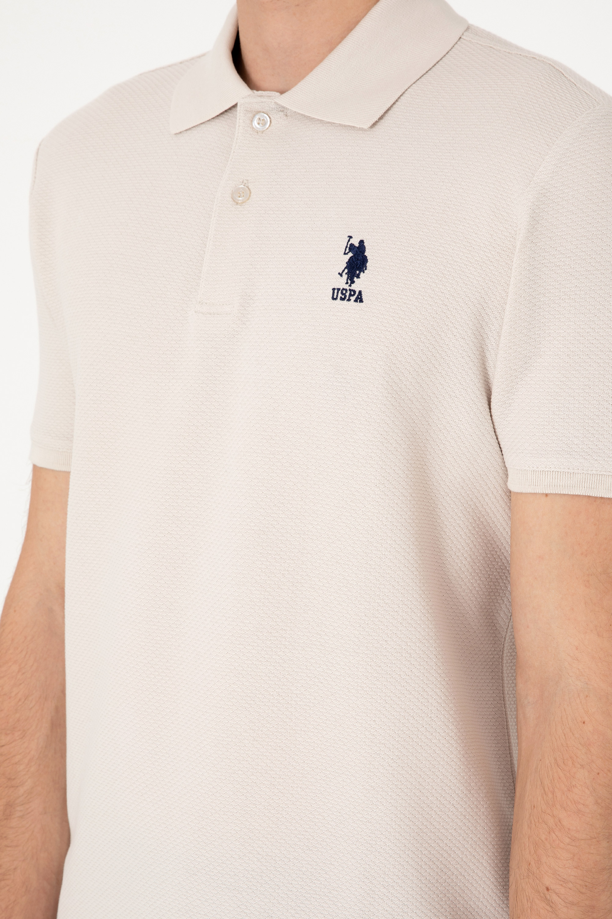 Erkek Regular Fit Polo Yaka Taş Dokulu Tişört - Image 7