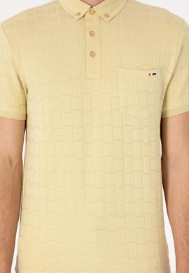 Erkek Slim Fit Polo Yaka Cepli Açık Haki Dokulu Tişört - 50300084001