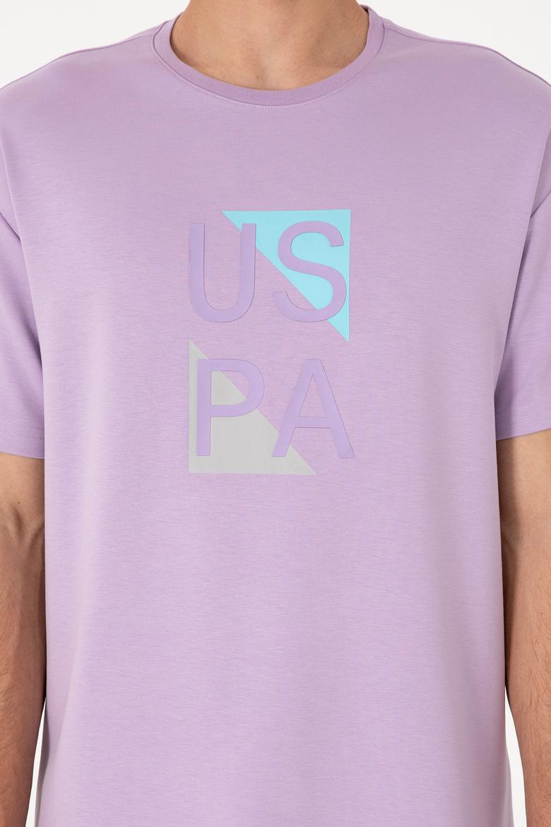 Erkek Comfort Fit Lila Bisiklet Yaka Tişört - 50299882009