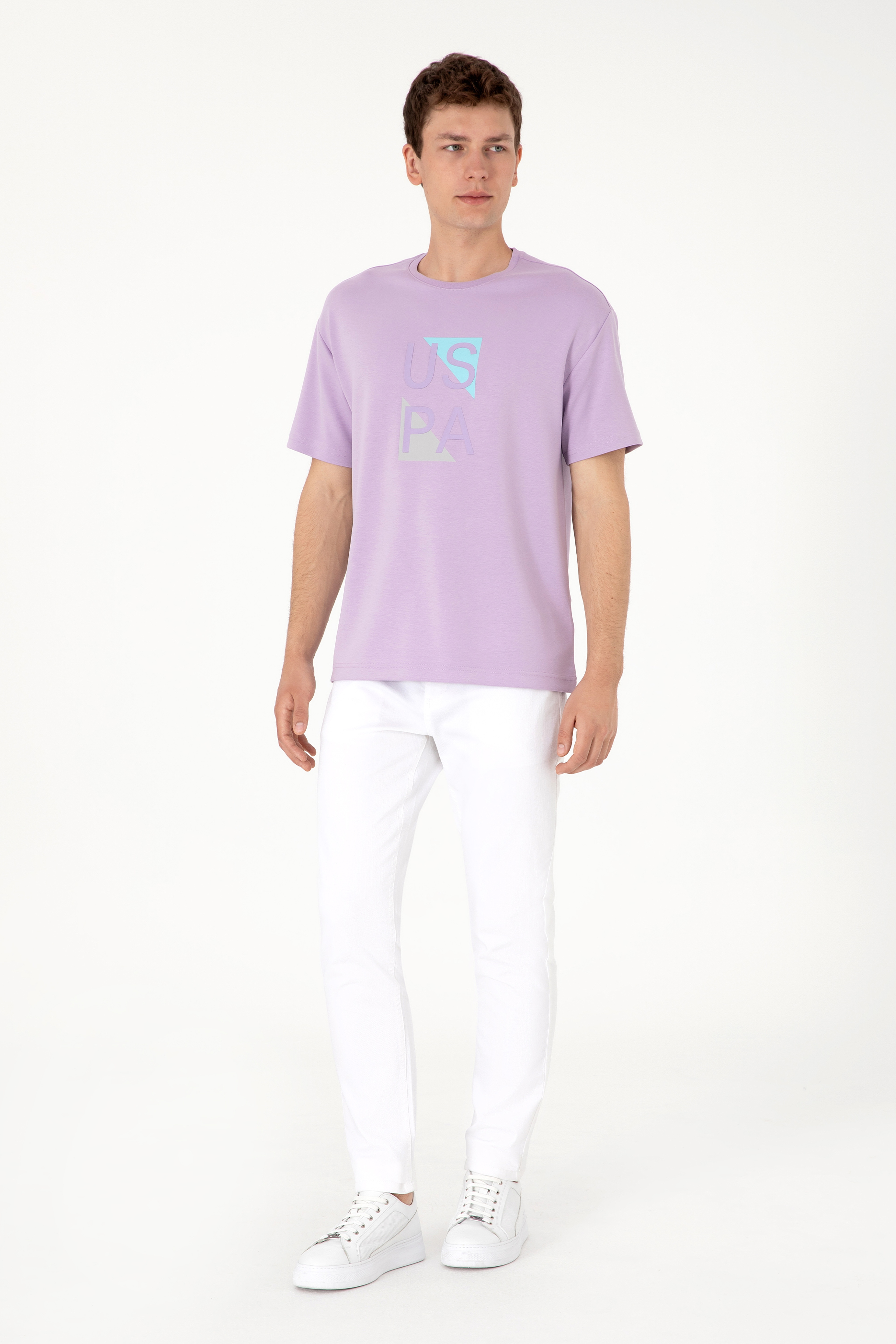 Erkek Comfort Fit Lila Bisiklet Yaka Tişört