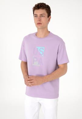 Erkek Comfort Fit Lila Bisiklet Yaka Tişört - 50299882009