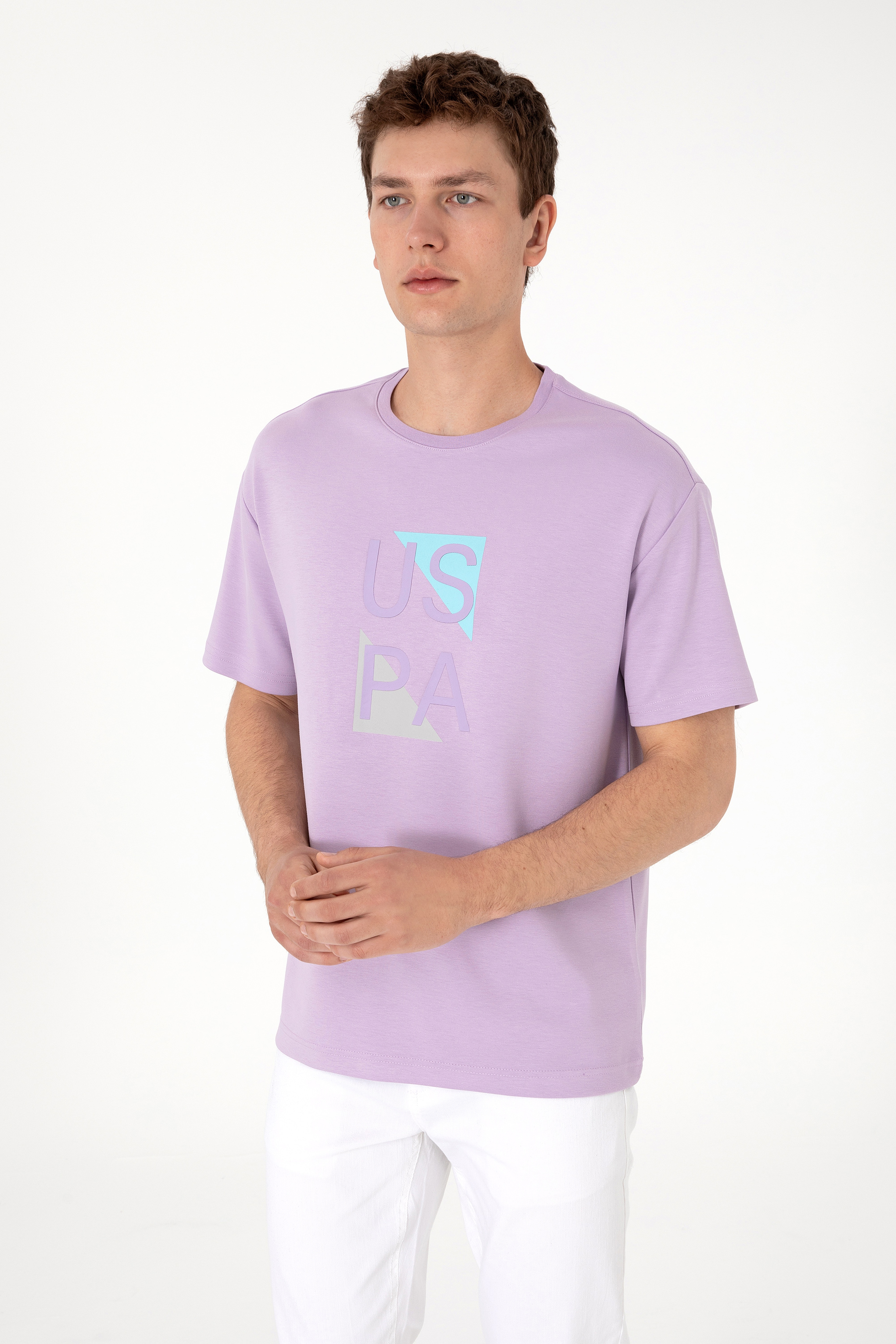 Erkek Comfort Fit Lila Bisiklet Yaka Tişört - Image 3