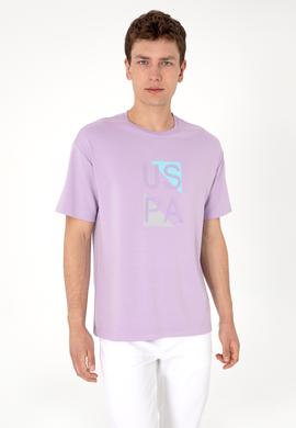 Erkek Comfort Fit Lila Bisiklet Yaka Tişört - 50299882009